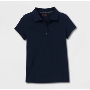 Cat & Jack Girls Uniform S 6/7  Navy Blue Short Sleeve Polo Shirt